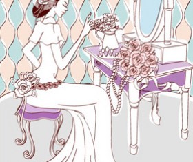 Sweet wedding set 92 vector