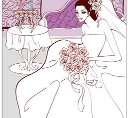 Sweet wedding set 95 vector