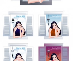 Lie prone on the window of the girl vector