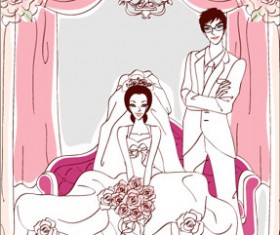 Sweet wedding set 102 vector