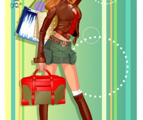 girls shopping set 132 vector