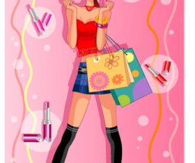 girls shopping set 133 vector