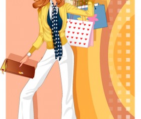 girls shopping set 136 vector