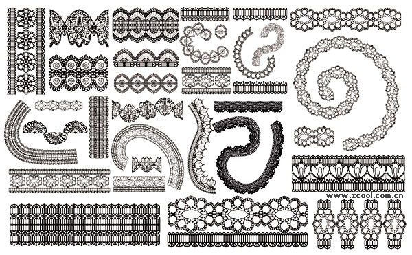 Different lace design elements vector