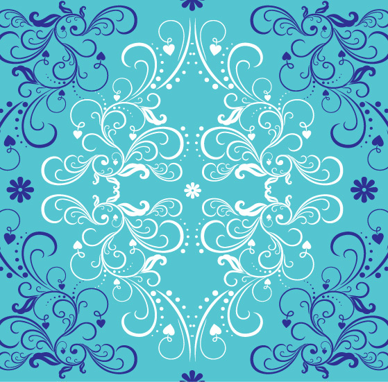 Blue with white floral ornaments
 vector
