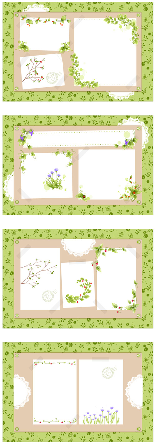 vine floral frame vector
