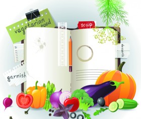 Vegetables with Recipe Book vector graphics 01