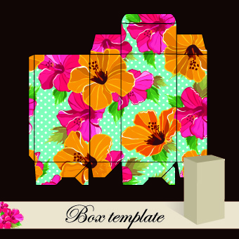 Floral Box template vector 01