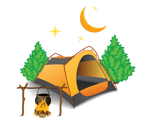 Set of Camping design elements vector 11