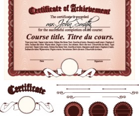 Diploma Certificate Template and ornaments vector 02
