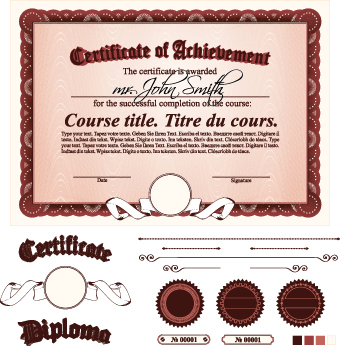Diploma Certificate Template and ornaments vector 02
