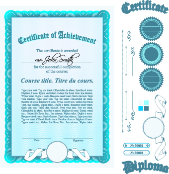 Diploma Certificate Template and ornaments vector 04