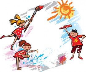 Cute Kids design vector 01