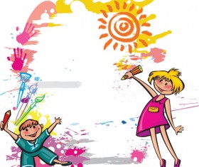 Cute Kids design vector 03