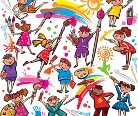 Cute Kids design vector 04