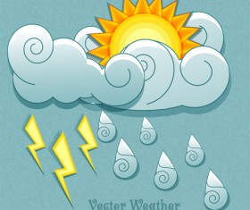Cute Weather elements vector 02