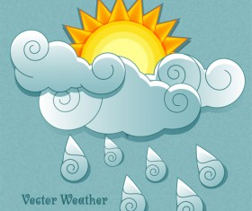 Cute Weather elements vector 03