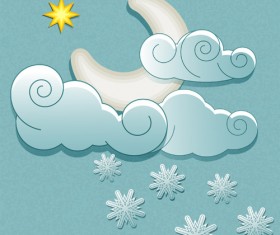 Cute Weather elements vector 04