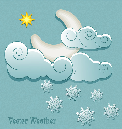 Cute Weather elements vector 04
