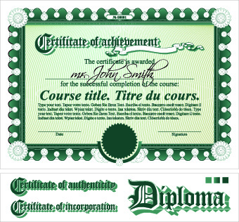Diploma Certificate design elements vector set 01