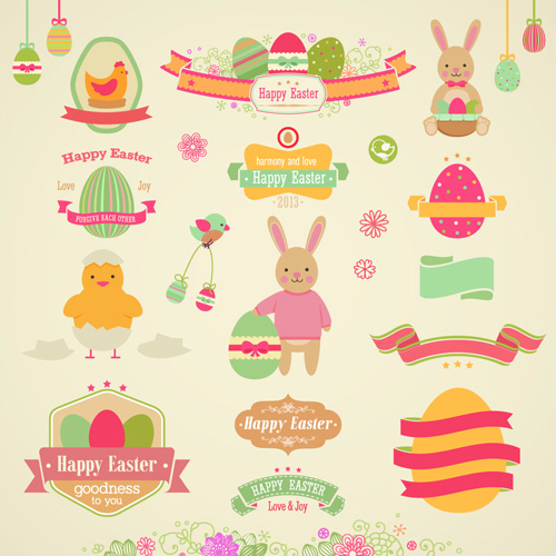 Vintage Easter Elements vector 01