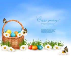 Easter Eggs and Basket vector 02
