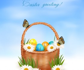 Easter Eggs and Basket vector 05