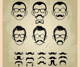 Man's Faces design vector 02