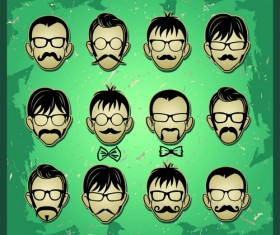 Man's Faces design vector 03