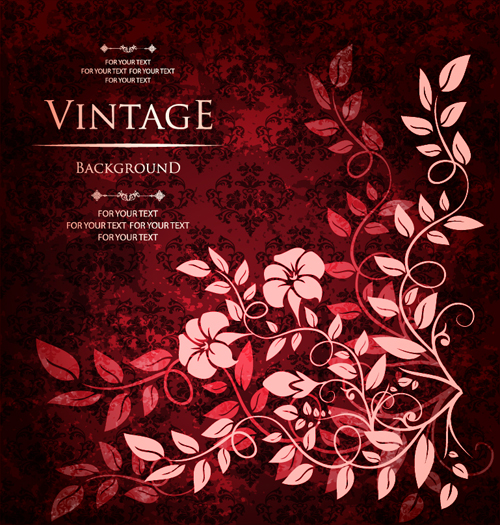 Floral with vintage backgrounds vector 01