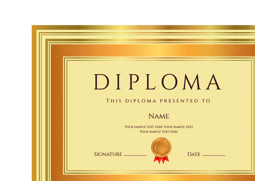 Gold diploma cover template 01