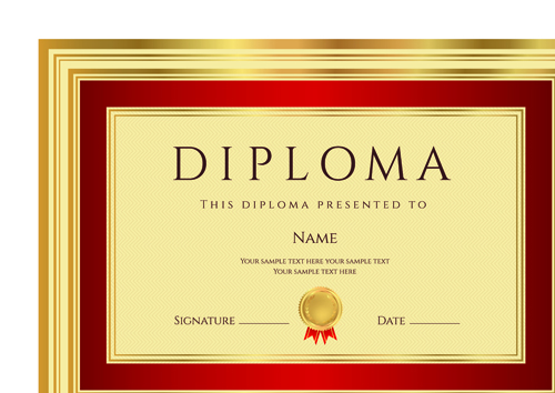 Gold diploma cover template 03