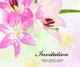 Invitation cards with Flowers design vector 01