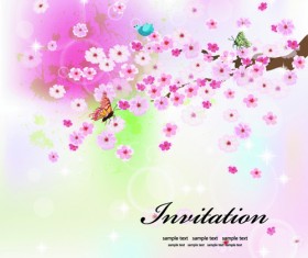 Invitation cards with Flowers design vector 02