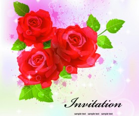 Invitation cards with Flowers design vector 03