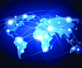 World Map with Infographic vector 01