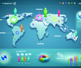 World Map with Infographic vector 02