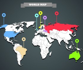 World Map with Infographic vector 06