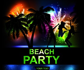 Beach Party Backgrounds vector 02