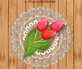 Red Flower invitations cards 01