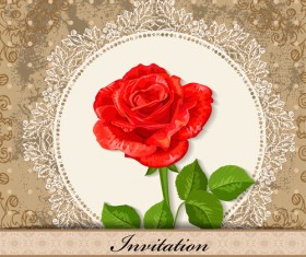 Red Flower invitations cards 02