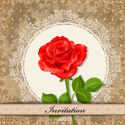 Red Flower invitations cards 02