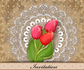 Red Flower invitations cards 03