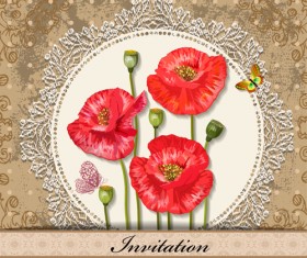 Red Flower invitations cards 04