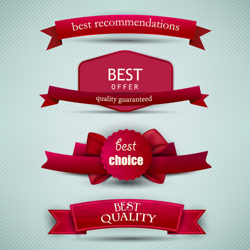 Best Quality labels with Ribbons vector 01