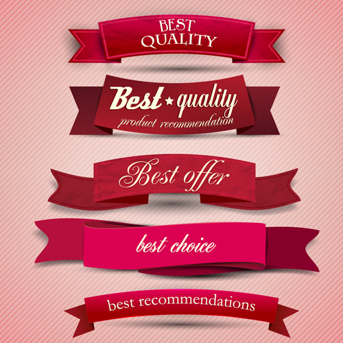 Best Quality labels with Ribbons vector 02