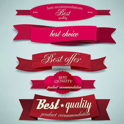 Best Quality labels with Ribbons vector 03