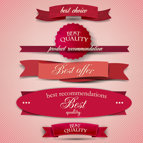 Best Quality labels with Ribbons vector 04