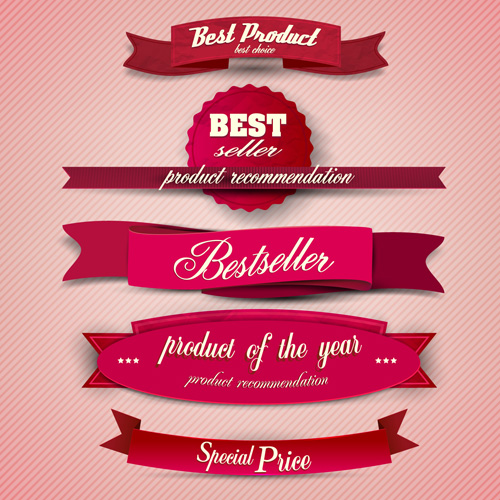 Best Quality labels with Ribbons vector 05