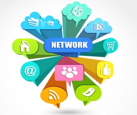 Social icons and Speech Bubbles vector 02